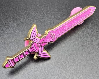 Master Sword - Pink Glitter 2" Hard Enamel Pin