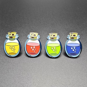 Potion Bottle 1 Inch Pin Set (Black Set of Four) - Hard Enamel Lapel Pin