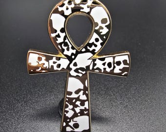 Gothic Skull Ankh 1.5" Hard Enamel Pin
