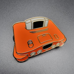 Orange N64 Console - 1.5&quot; Hard Enamel Lapel Pin