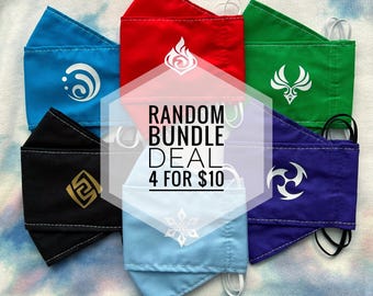 Genshin Auswirkungen Gesichtsmaske [Random Set von 4 Bundle Angebot]