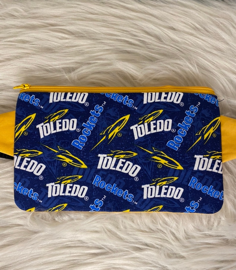 Purse Pouch Fully lined with Zipper and Waist Strap Cotton Fabric Handmade Fanny Pack Personalization Free Shipping Toledo Rockets