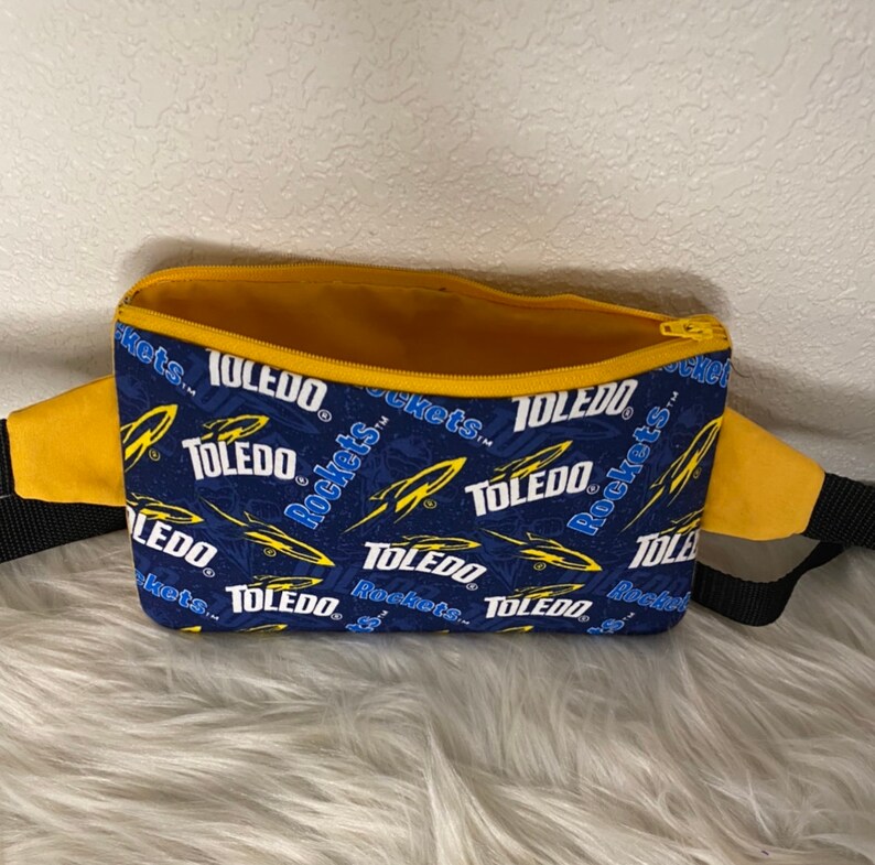 Purse Pouch Fully lined with Zipper and Waist Strap Cotton Fabric Handmade Fanny Pack Personalization Free Shipping Toledo Rockets