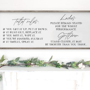 Toilet Rules Sign – Humorous Bathroom Etiquette Wall Art