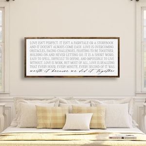 Love Isn’t Perfect, Large Romantic Quote Sign, Relationship Wall Art