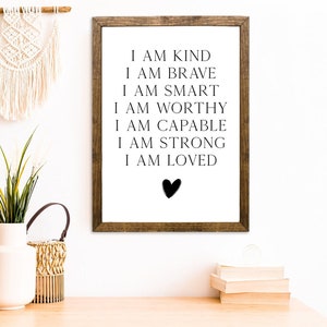 Affirmations personalised, I am kind, I am smart, Affirmations Sign, custom affirmations, affirmations for kids, nursery decor, homeschool