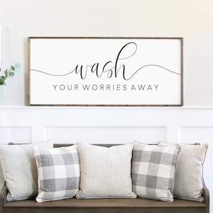 Wash Your Worries Away Sign Bath Sign Sign For Bathroom Bathroom Wall Art Bathroom Wall Decor Inspirational Signs Bathroom Sign Home Decor