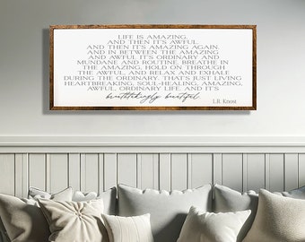 Breathtakingly Beautiful |  Living Room Signs | Life Is Amazing Quote | Wood Framed Sign | Inspirational Home Wall Decor