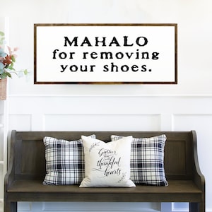 Hawaiian Welcome Sign, Mahalo for Removing Your Shoes, Entryway Decor