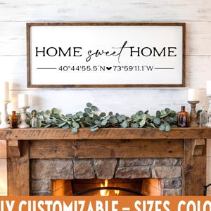 Home Sweet Home Custom Coordinates Wooden Sign
