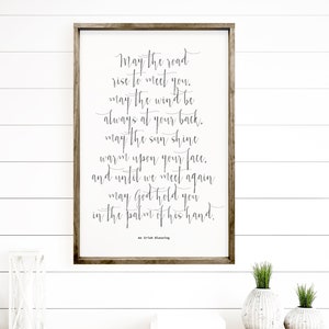 Irish Blessing Wood Sign, May the Road Rise to Meet You, Celtic Prayer Farmhouse Decor