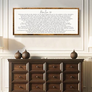 Psalm 91 Scripture Sign – Large Christian Farmhouse Wall Art