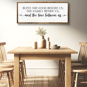 Bless the Food Before Us | Family & Love Quote | Wooden Sign | Kitchen Decor | Dining Room Art | Prayer | Home Decor | Grateful | Gathering
