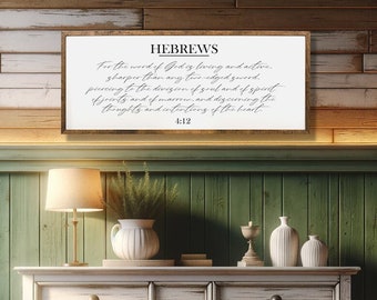 Hebrews 4:12 Wall Art | Bible Verse Wooden Sign | Word of God | Home Decor | Christian Gifts | Scripture Art | Inspirational Quote | Bible