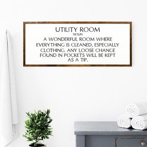 Utility Room Definition Sign, Funny Laundry Room Decor
