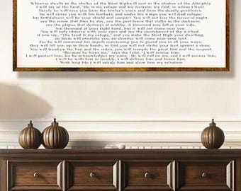 Psalm 91 Scripture Sign – Large Christian Farmhouse Wall Art