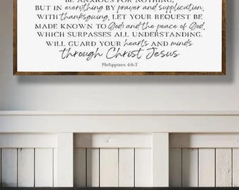 Be Anxious for Nothing, Philippians 4:6-7 Sign, Christian Wall Art