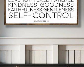 Fruit of the Spirit (Galatians 5:22–23) Wood Sign | Christian Farmhouse Wall Art