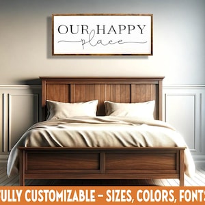 Our Happy Place, Wooden Sign, Cozy Farmhouse Decor