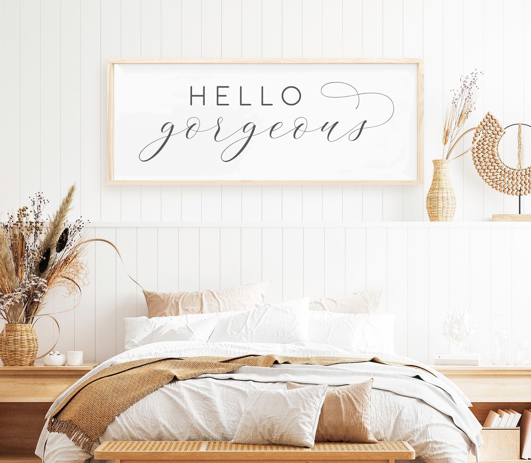 Hello Wall Art Sign Bedroom Decor Inspirational Etsy