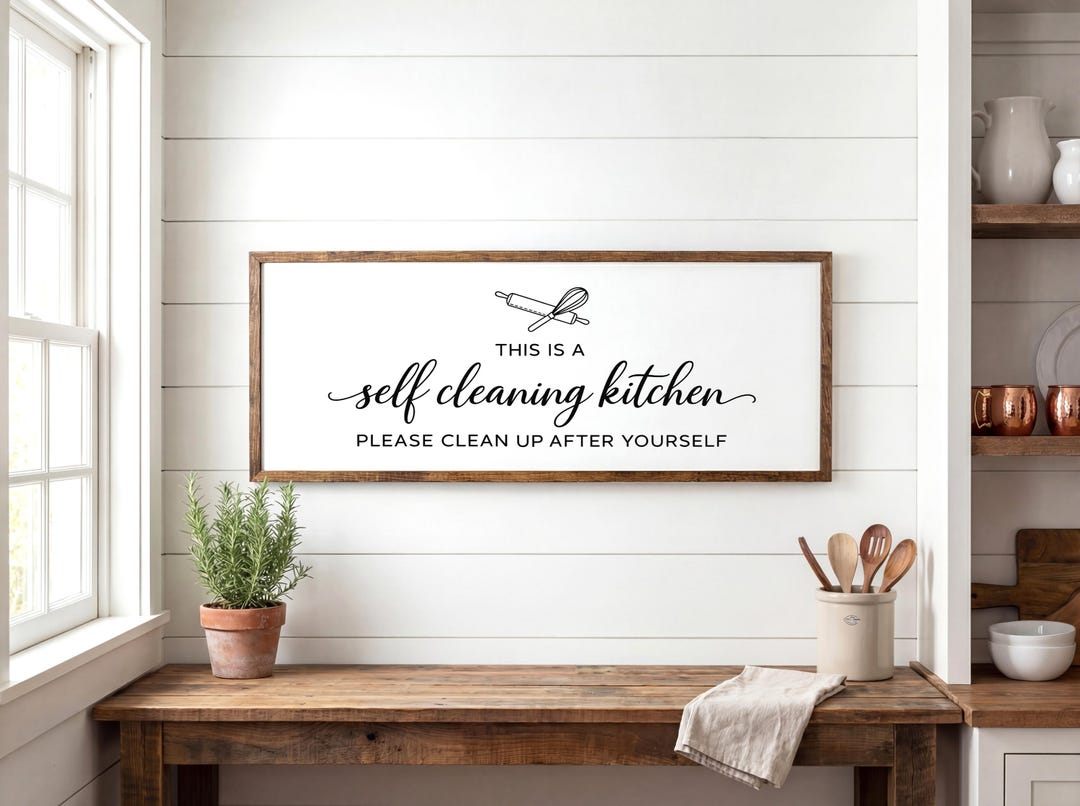 Self Cleaning Kitchen Wooden Sign - Etsy
