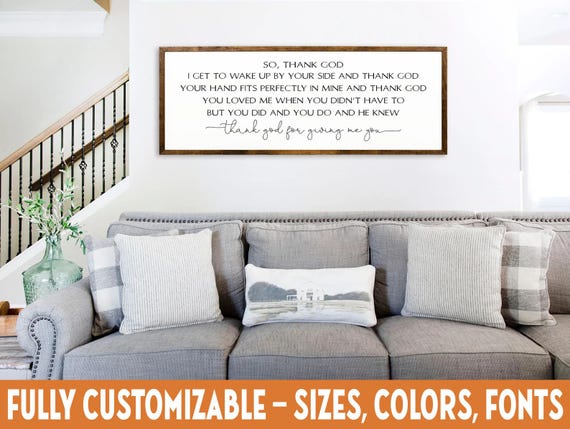 Thank God for Giving Me You Wood Sign | Romantic Christian Wall Décor