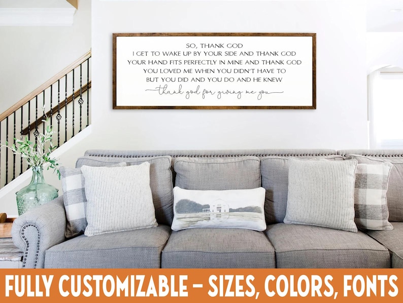 Thank God for Giving Me You Wood Sign | Romantic Christian Wall Décor zdjęcie 1