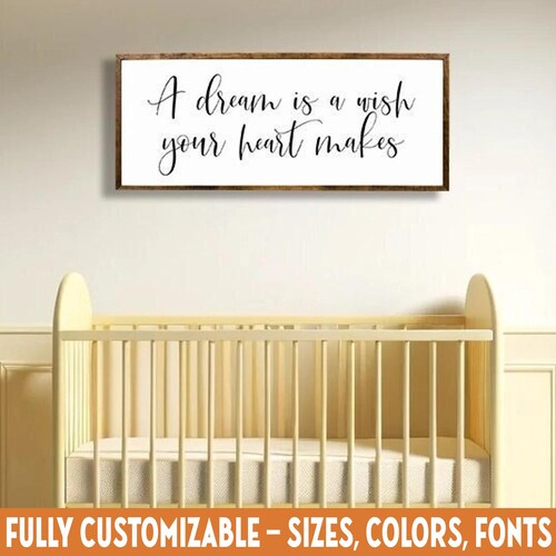 A Dream Is a Wish Your Heart Makes” Wood Sign | Whimsical Inspirational Decor