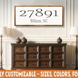 Custom Zip Code City Sign – Personalized Framed Wood Wall Art, Housewarming Home Decor Gift
