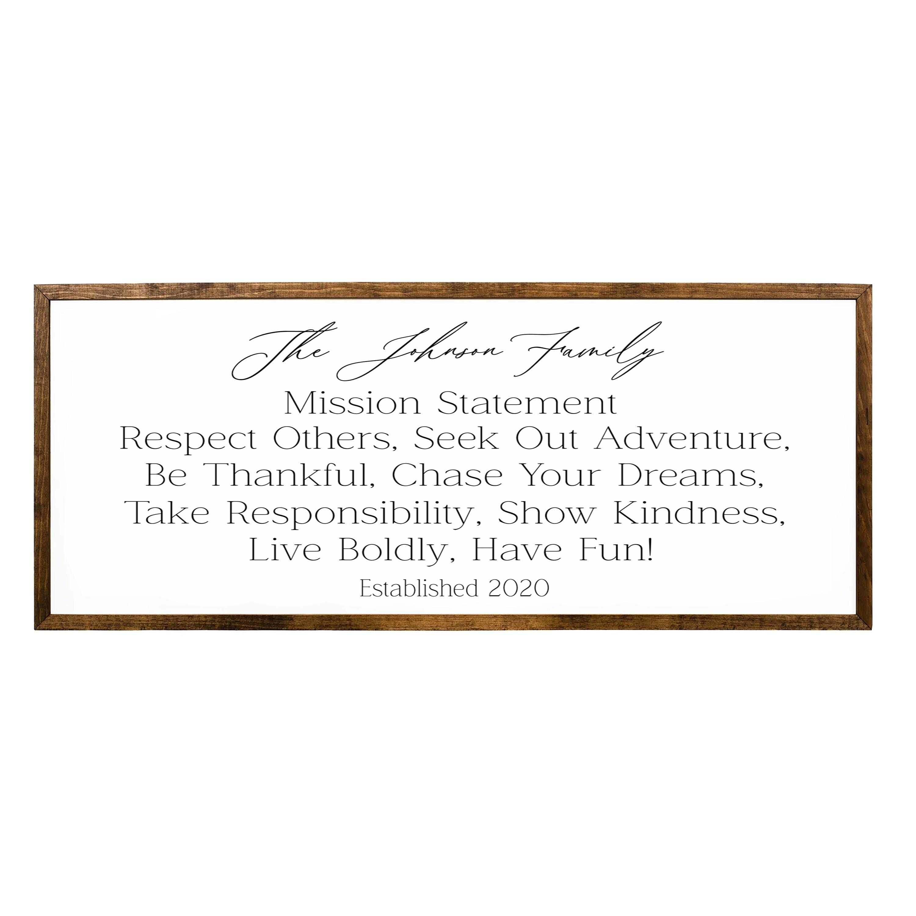 Family Mission Statement Personalized Wood Sign - Etsy
