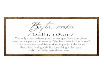 Funny Bathroom Definition Sign – Quirky Rustic Wall Decor