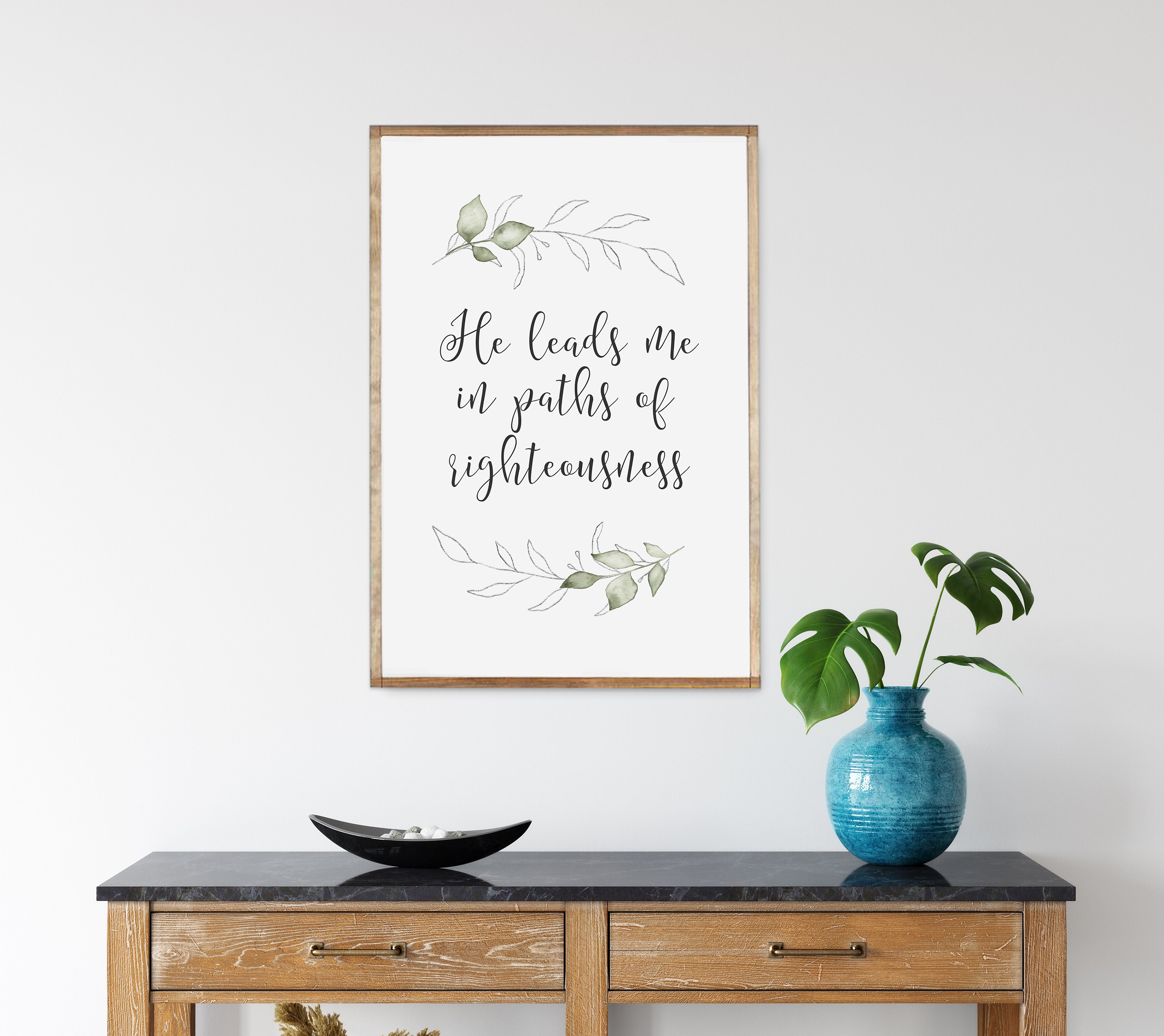 Bible Verse Wall Art Psalm 23 He Leads Me Scripture art Etsy