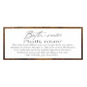 Funny Bathroom Definition Sign – Quirky Rustic Wall Decor