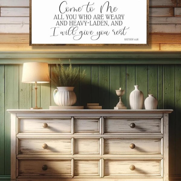 Matthew 11:28 Scripture Sign, Come to Me, Inspirational Wall Art
