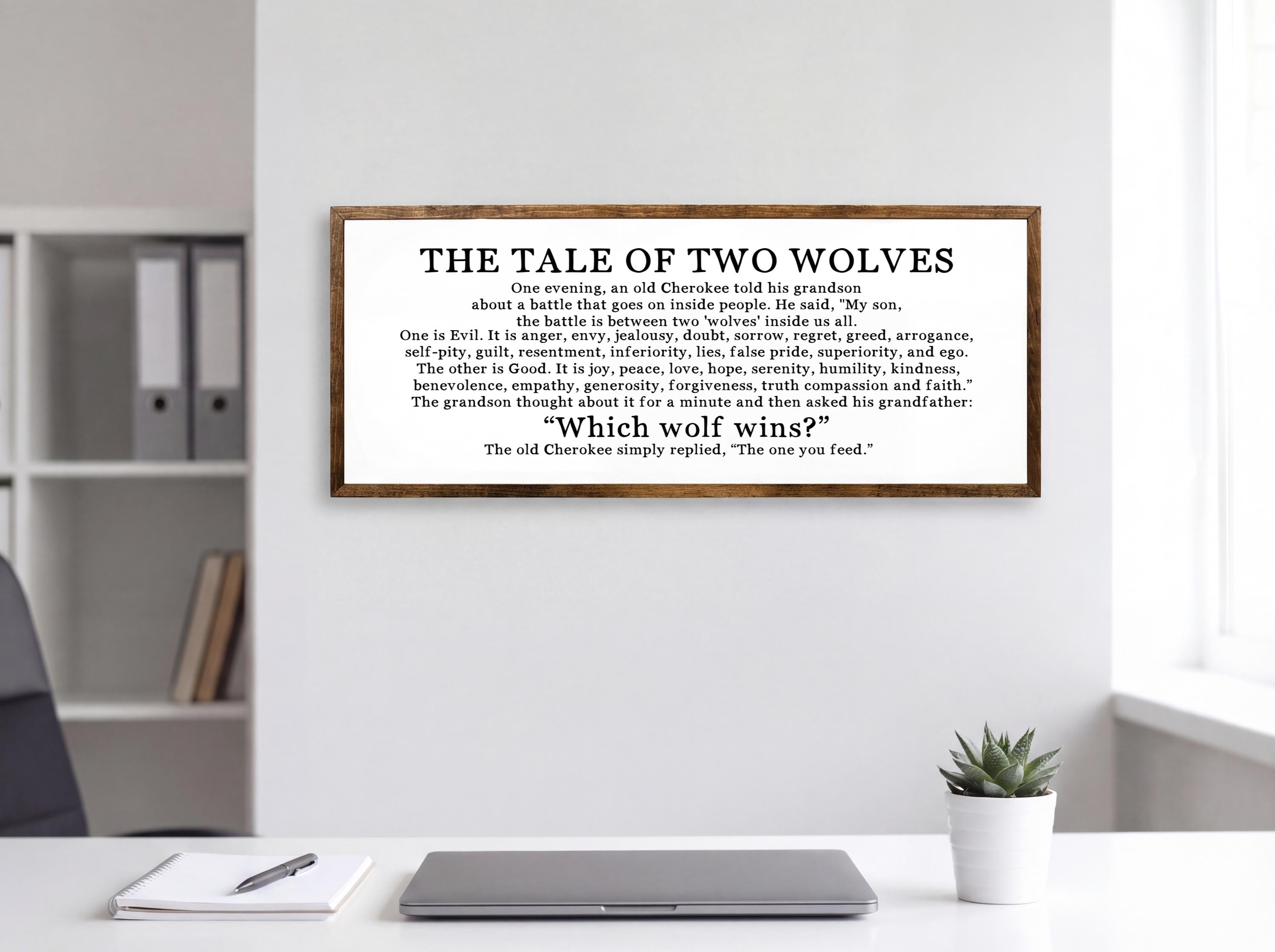 Two Wolves Words Tale of Two Wolves Wooden Quote Sign - Etsy