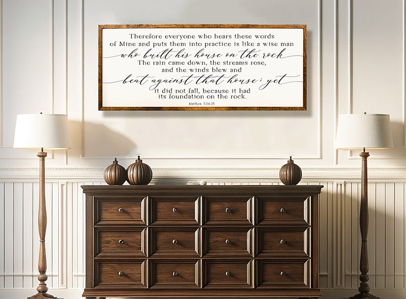 Matthew 7:24–25 House on the Rock Sign – Biblical Scripture Decor
