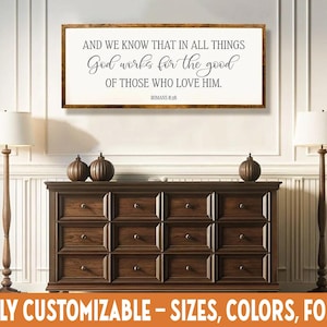 Romans 8:28 Wood Sign | Christian Scripture Decor