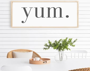 Minimalist Kitchen Sign, Yum, Modern Farmhouse Wall Art