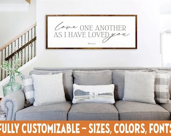 John 15:12 Love One Another Wood Sign | Inspirational Christian Home Decor