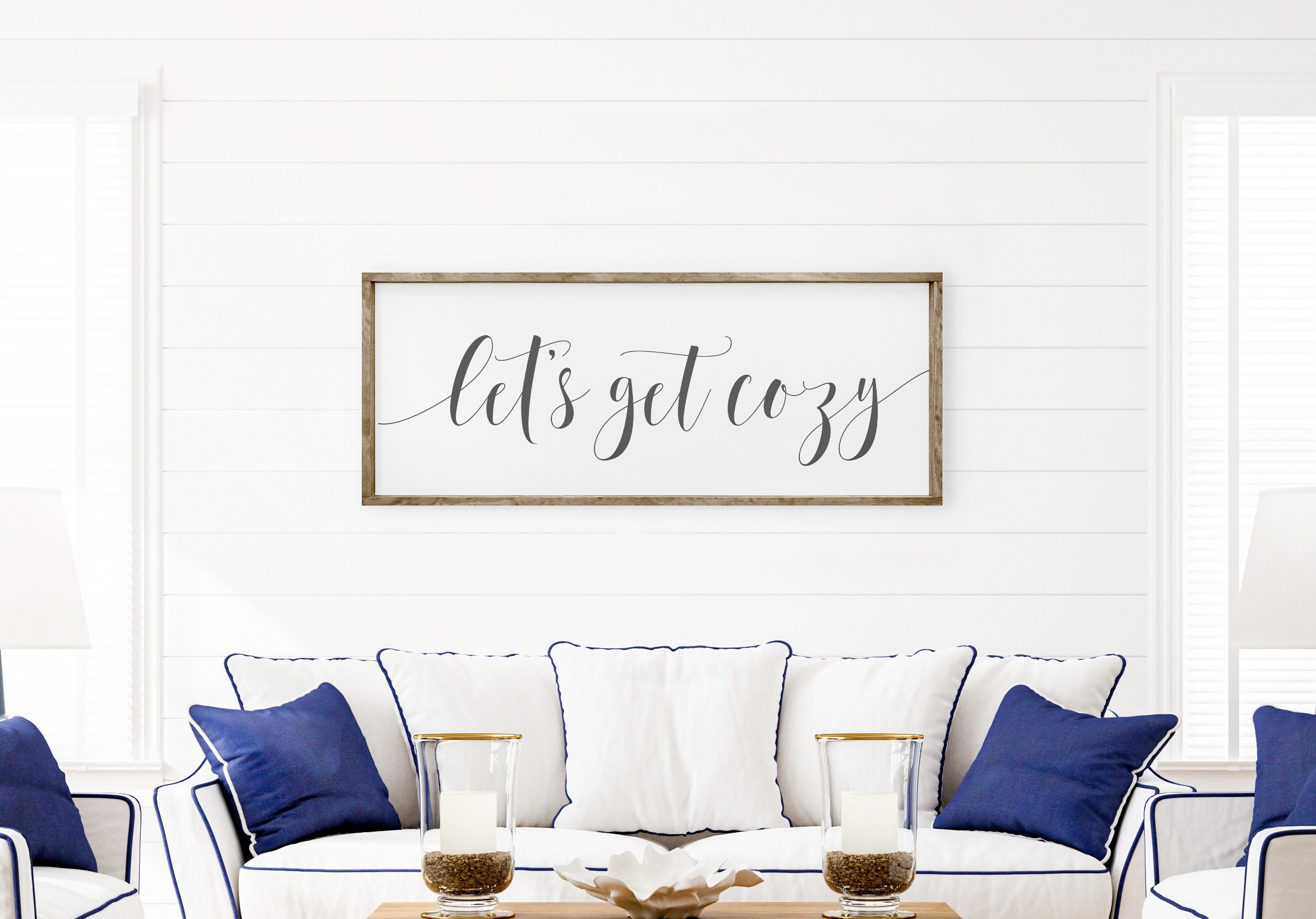 Let's Get Cozy Sign Living Room Sign Family Room Sign Etsy