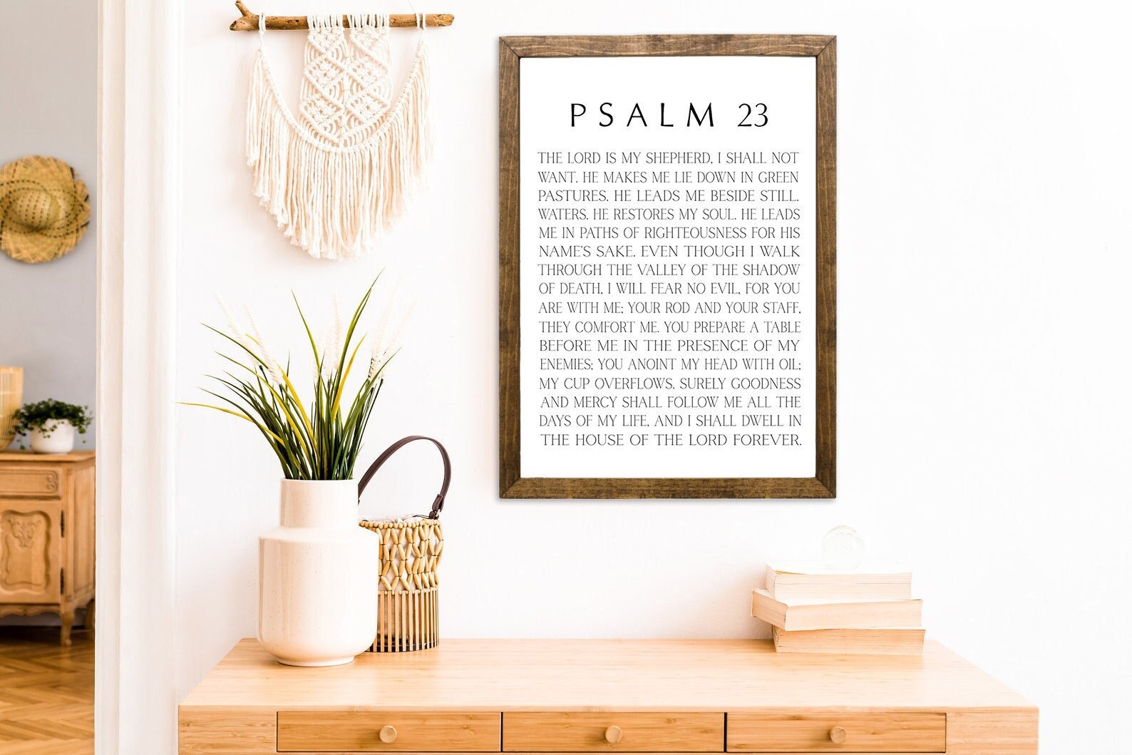 Psalm 23 Bible Verse Sign, Rustic Farmhouse Wall Decor