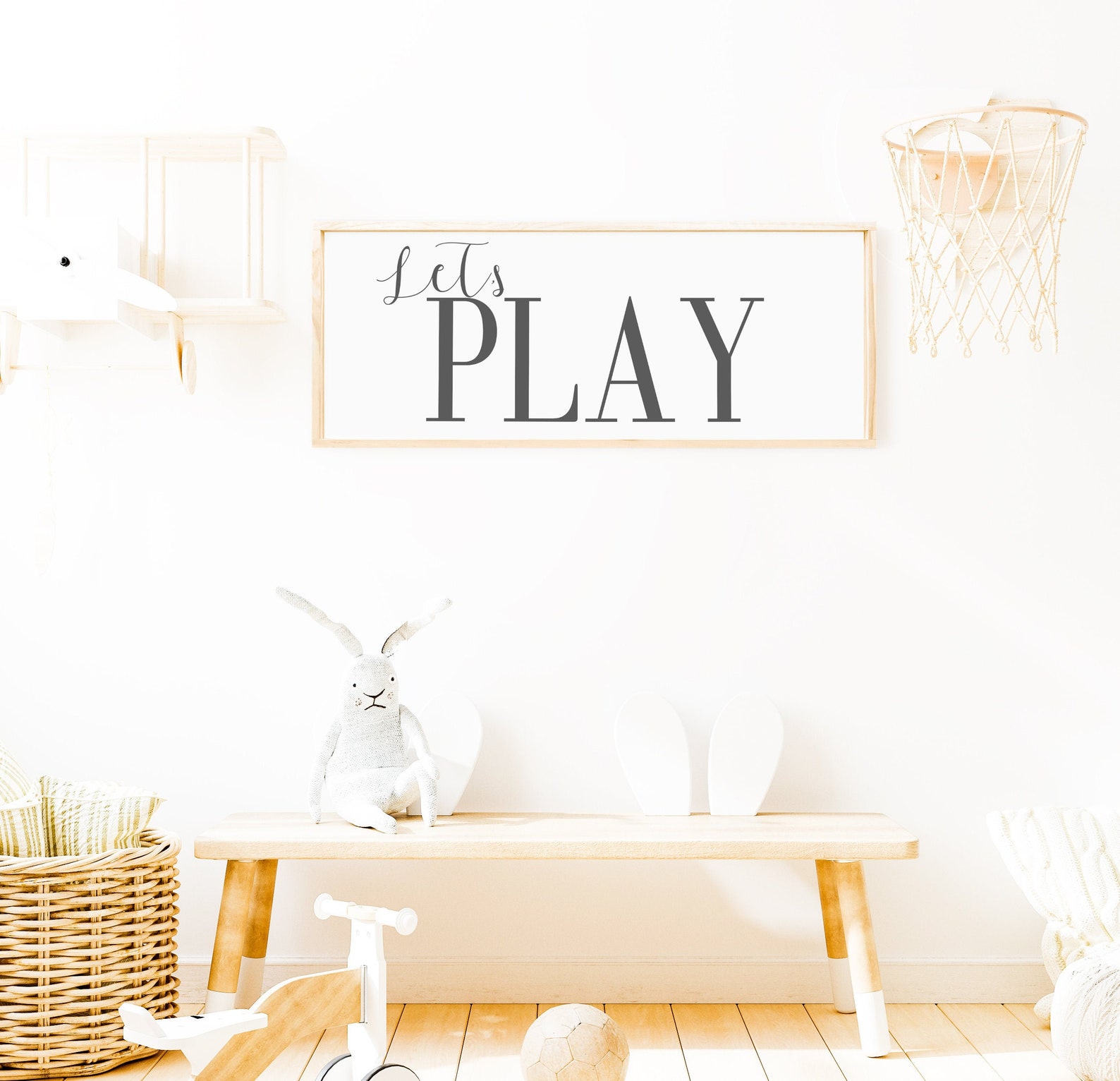 Lets Play Sign Playroom Wall Art Nursery Decor Playroom Etsy