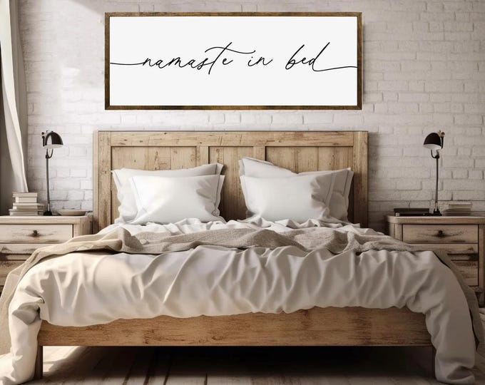 Namaste in Bed Sign, Funny Yoga Bedroom Decor