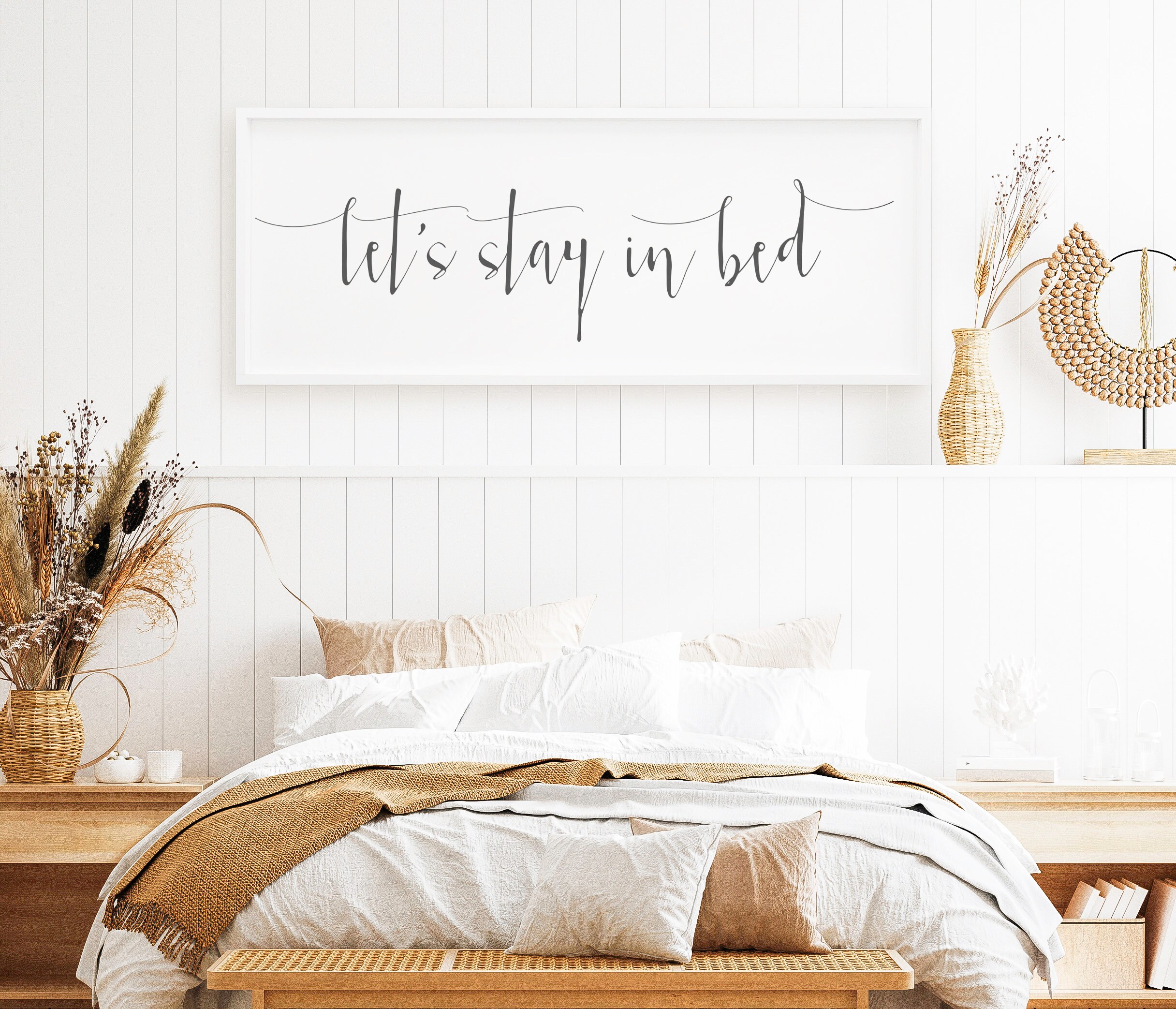 Lets Stay in Bed Sign Bedroom Sign Farmhouse Bedroom Decor Etsy