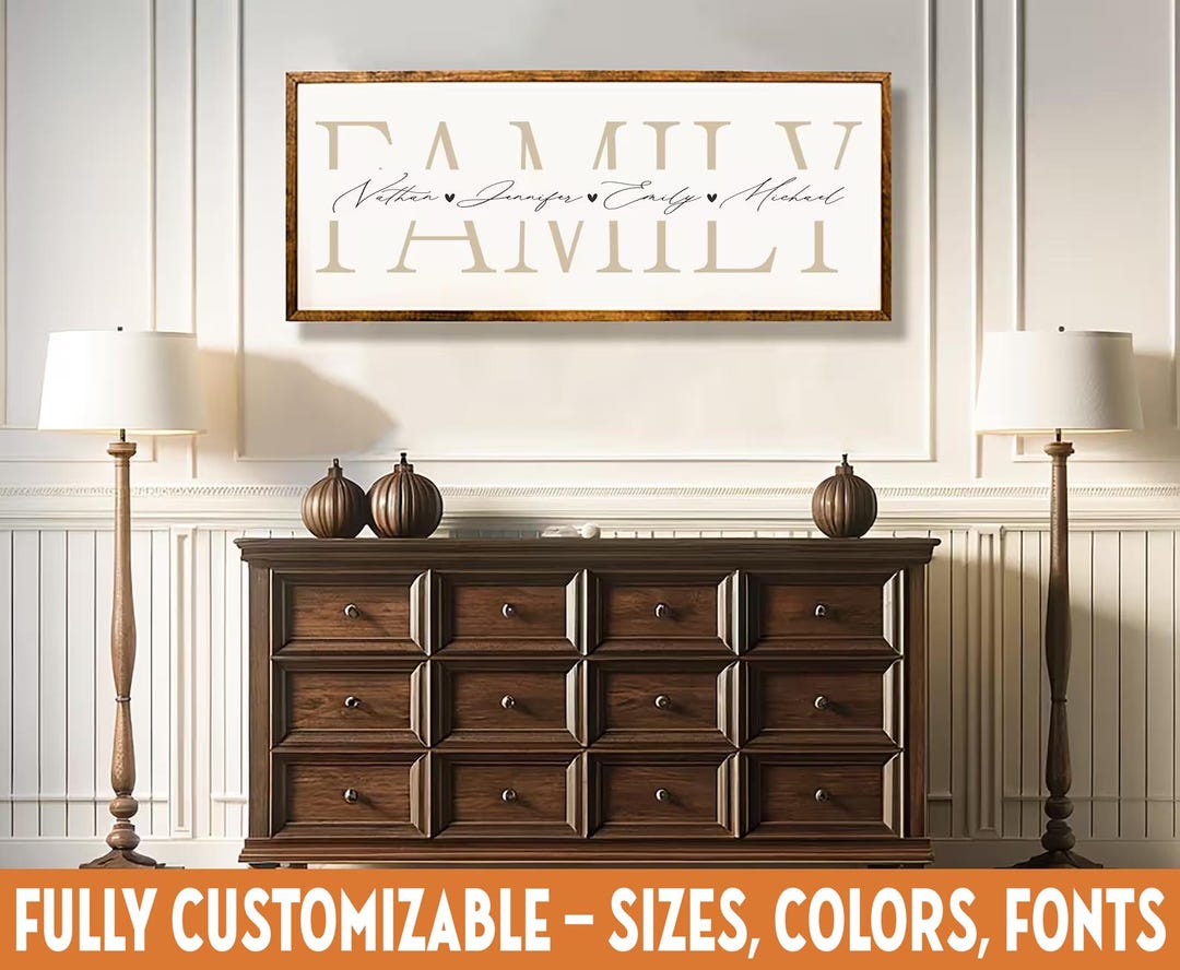 Personalized FAMILY Sign With Custom Names – Large Framed Rustic ...