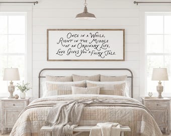 Love gives you a fairytale, romantic wooden bedroom sign
