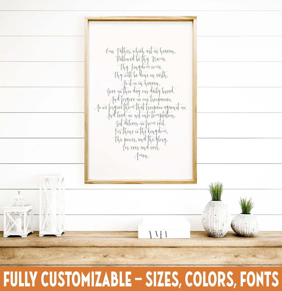 Our Father Prayer Wood Sign, Modern Farmhouse Christian Wall Art - Etsy