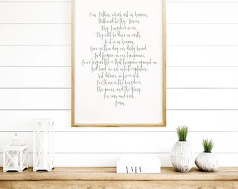 Our Father Prayer Wood Sign, Modern Farmhouse Christian Wall Art