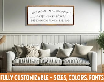 New Home New Beginning New Memories Sign | New Home Sign Personalized | Realtor Gift Sign |Personalized Home Sign | Custom Family Home Sign