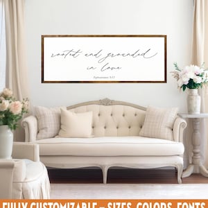 Rooted and Grounded in Love Sign, Ephesians 3:17 Christian Wall Decor image 1